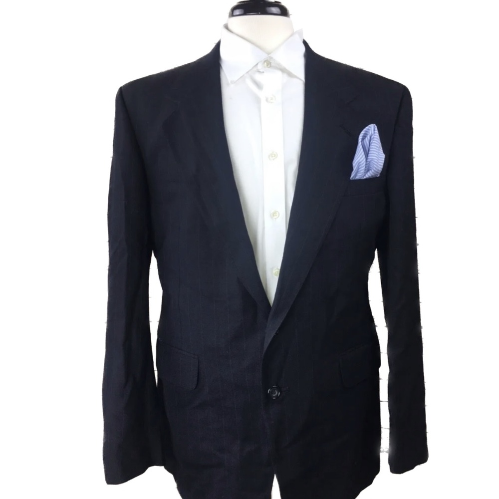42R Evan Picone NAVY Pinstripe Men Blazer SPORTS JACKET EXCELLENT 1VENT